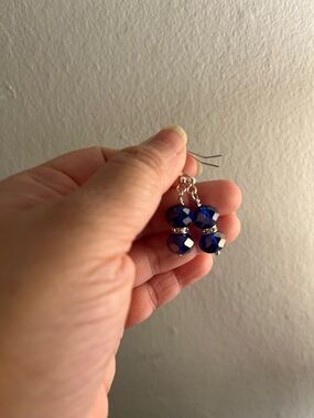 Handmade Blue Crystal Drop Earrings - Dangle Style